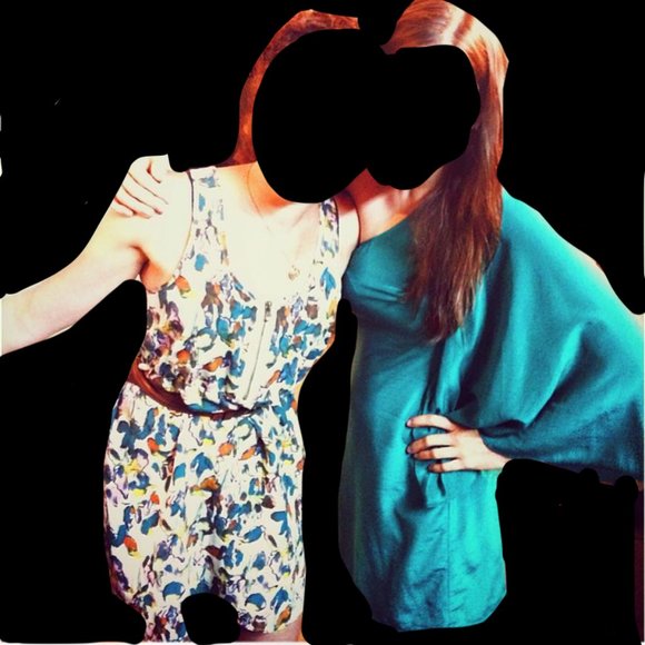 Green-blue one-shoulder dress: Size XS : 'Charlie Jade' - Picture 3 of 4